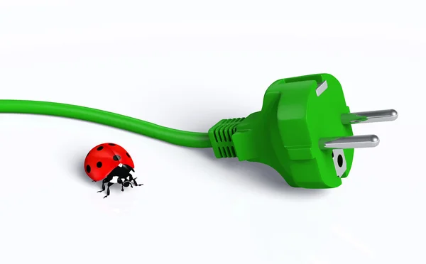 Plug ecológico con mariquita — Foto de Stock