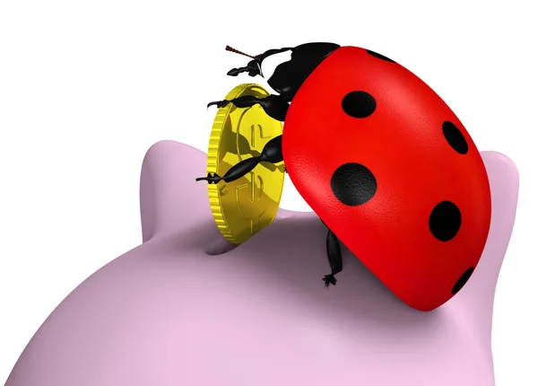 Ladybug inserisce una moneta — Foto Stock