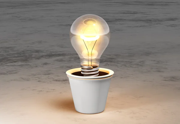Light bulb in a vase — Stock Photo, Image