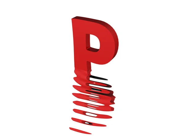 Kırmızı metin p 3D render — Stok fotoğraf