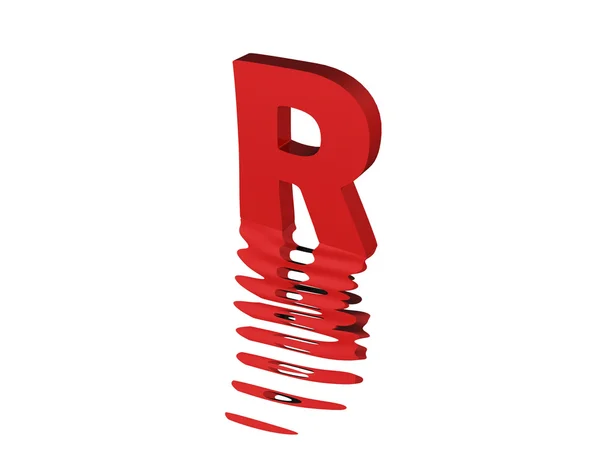 Rendering 3D del testo rosso R — Foto Stock
