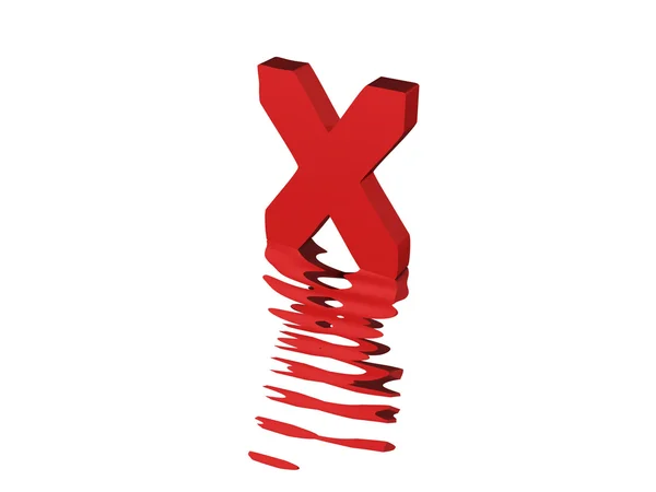 3D візуалізація червоного тексту X — стокове фото
