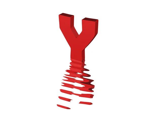 A piros szöveg Y 3D render — Stock Fotó