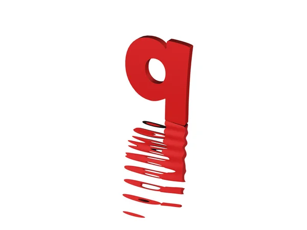 3D render of the red text q — Stock Photo, Image