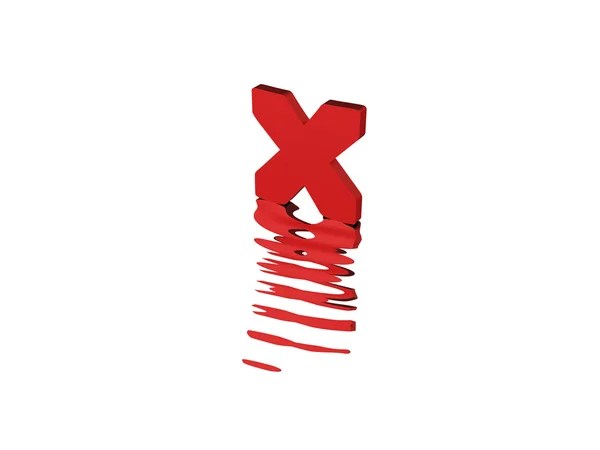 Renderização 3D do texto vermelho X — Fotografia de Stock