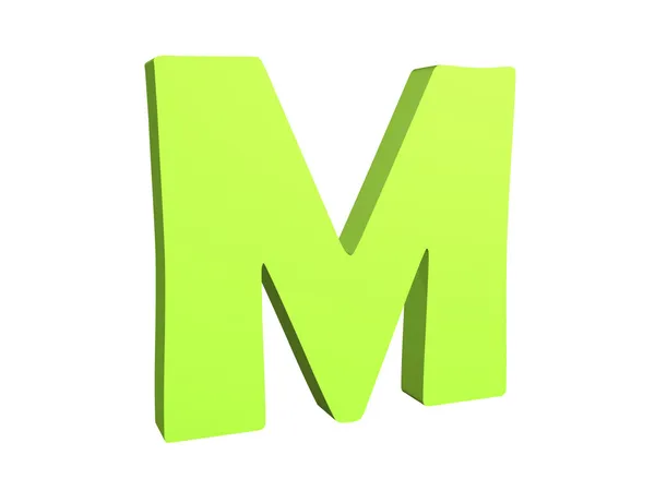 3D render of the green text M — Stock Photo, Image