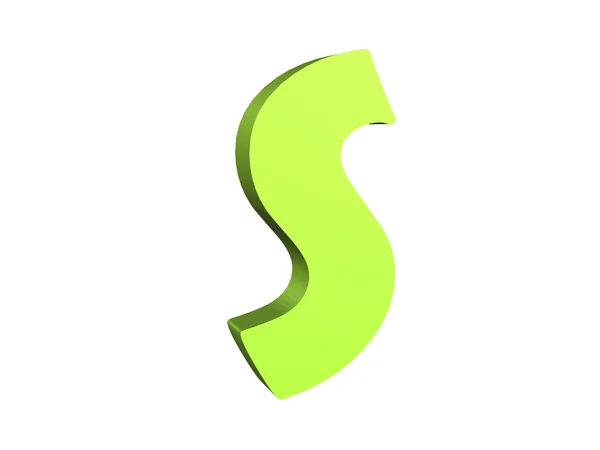 3D render of the green text S — Stock Photo, Image