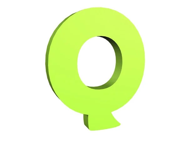 3D render of the green text Q — Stock Photo, Image