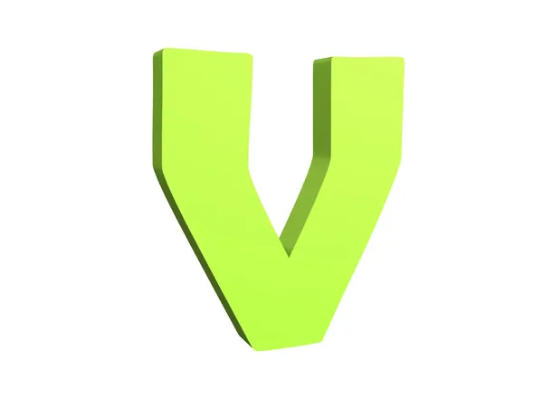 3D render of the green text V — Stock Photo, Image