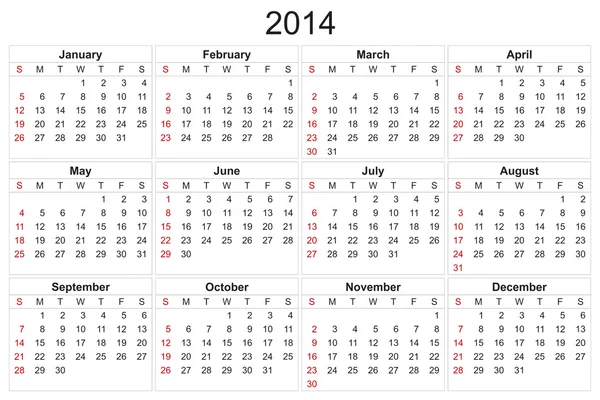 カレンダー2014 — ストック写真