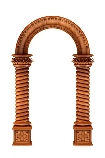 古木建筑拱门3D渲染 — 图库照片