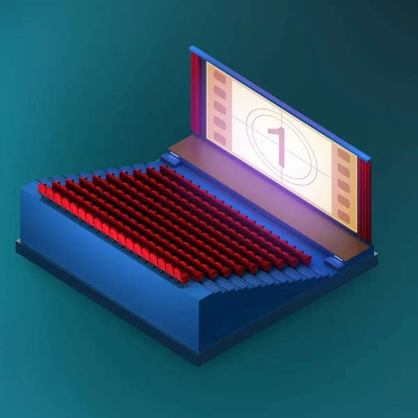 Isometric Tarzı Sinema Illüstrasyon — Stok fotoğraf