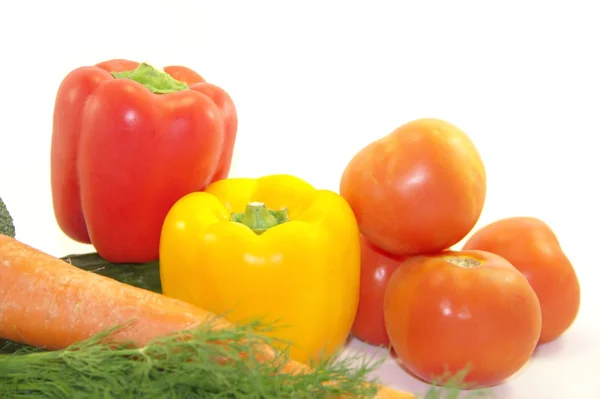 Fresh bell peppers and tomatoes — Stock Photo, Image