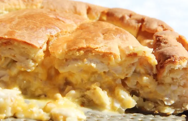 Delicious chicken pie with cheese — Stock Photo, Image