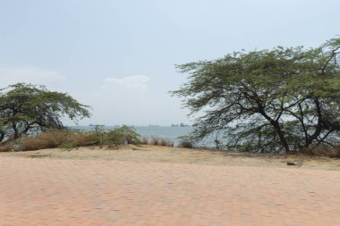 Karayipler 'de büyük tekneler Santa Marta' daki küçük ağaçların arasında.