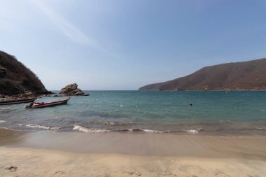 Kolombiya Concha Körfezi 'nin güzel manzarası Santa Marta' da öğleden sonra 