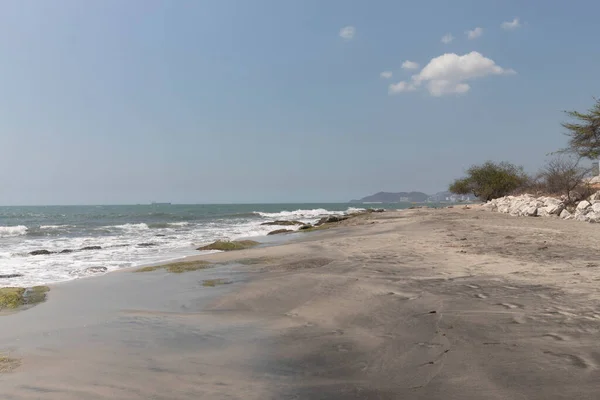 Spiaggia Solitaria Santa Marta Colombia Mezzogiorno — Foto Stock