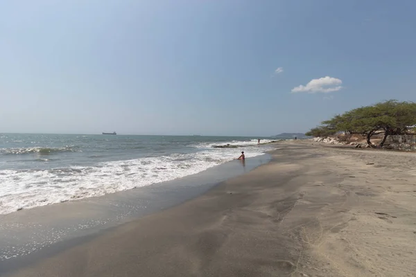 Bellissimo Paesaggio Della Spiaggia Dell Aeroporto Santa Marta Colombia Con — Foto Stock