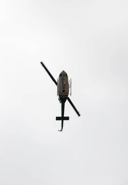 Police Helicopter Flying People Colombian Independence Day — Stock Photo, Image