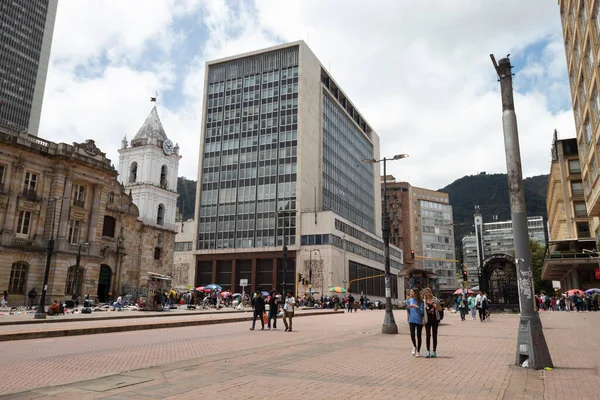 Colombian Central bank building located at Jimenez Avenue with 7th street near to a Golden Museum station and San Francisco palace at downtown city