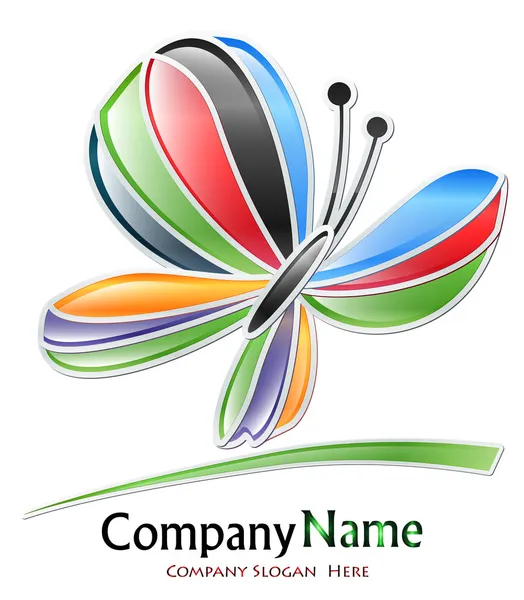 Logo společnosti vícebarevné motýl — Stockový vektor
