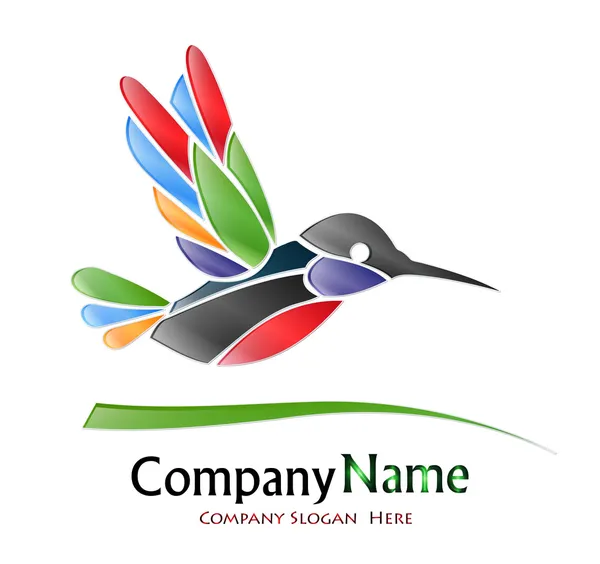 Színű madár cég logója — Stock Vector
