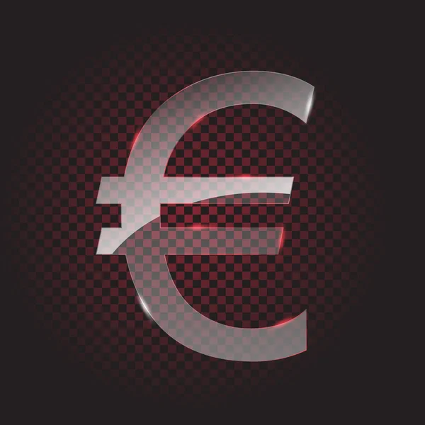 Transparent glass euro symbol — Stock Vector