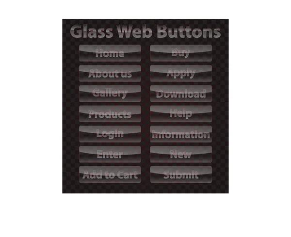 Glass web buttons set. Vector illustration. — Stock Vector