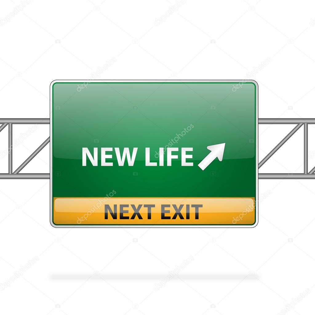 New life concept with road sign showing a change