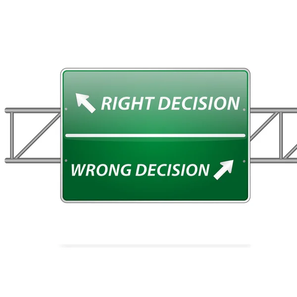 Richtige und falsche Entscheidungen Richtung Vorstand (Zeichen) — Stockvektor