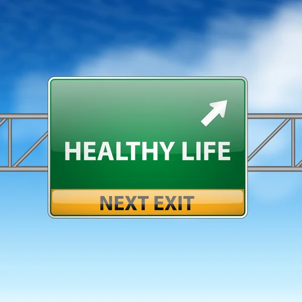 Healthy life concept with road sign showing a change — Stock Vector