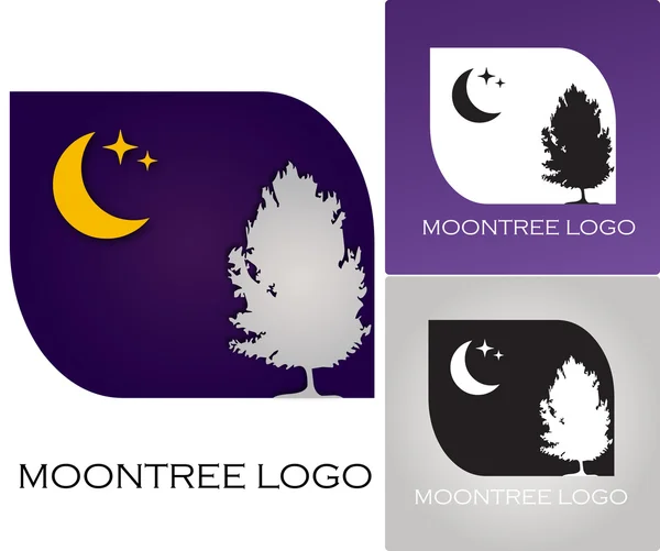 Moon träd företagets logotyp — Stock vektor