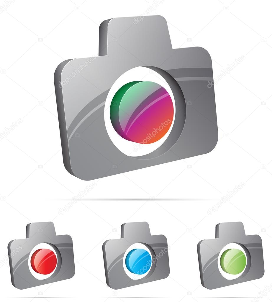3d cameraicon in different colors