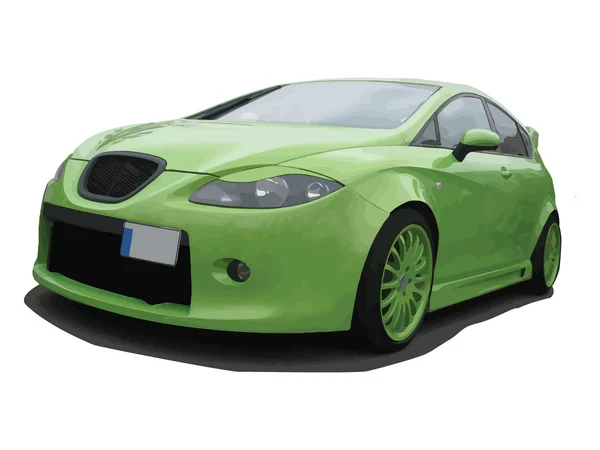 Tuned European green car #Vector — Stock Vector