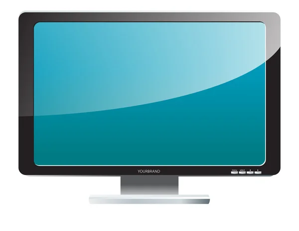 TV de alta definición con pantalla en blanco en azul . — Vector de stock
