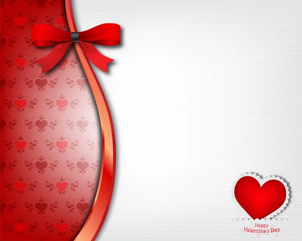 Fondo del corazón con lazo rojo — Archivo Imágenes Vectoriales