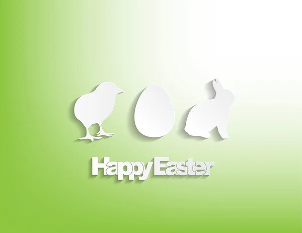 Happy Easter with a bunny, egg and a chicken — Stock Vector