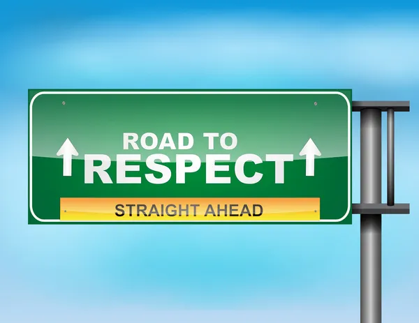 Дорожный знак с текстом "Дорога к уважению" — стоковый вектор