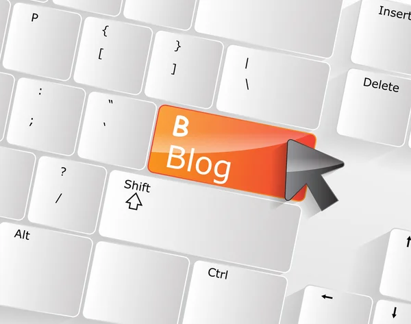 Computer toetsenbord - oranje belangrijkste blog, close-up — Stockvector