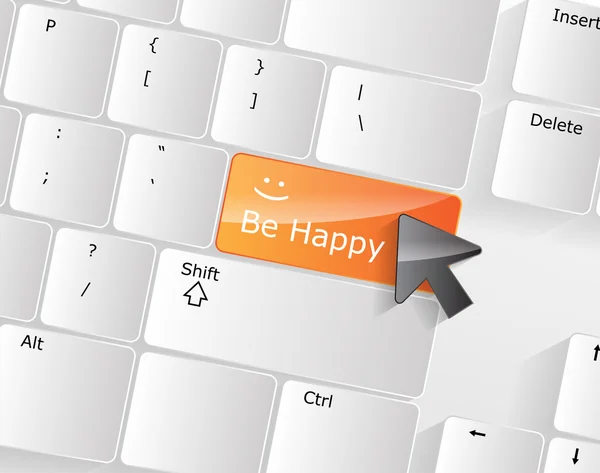 Be Happy Keyboard Concept — Stock Vector