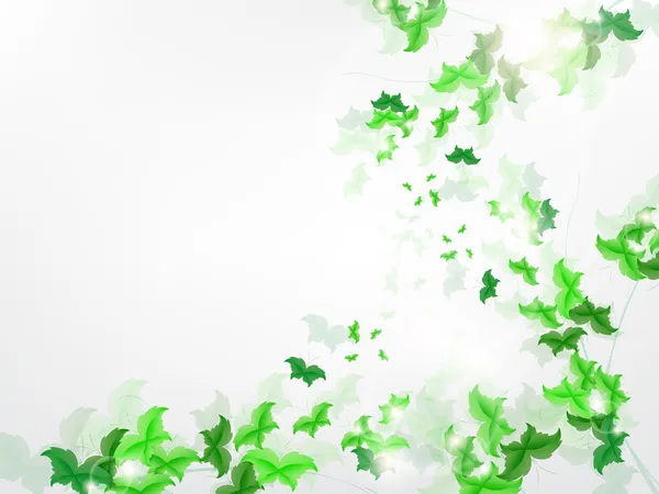 Fundo ambiental com borboletas de folha verde — Vetor de Stock