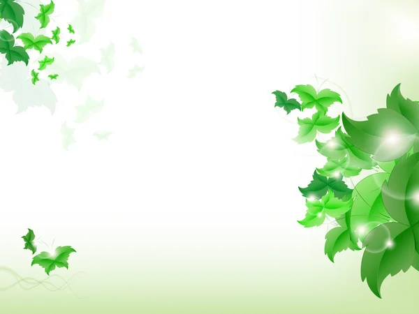 Fundo ambiental com borboletas de folha verde —  Vetores de Stock