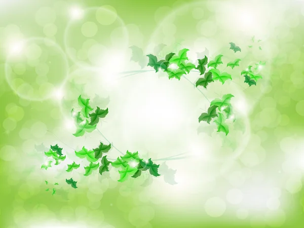 Fondo Ambiental con mariposas de hoja verde — Vector de stock