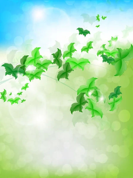 Lente achtergrond met blad vlinders — Stockvector