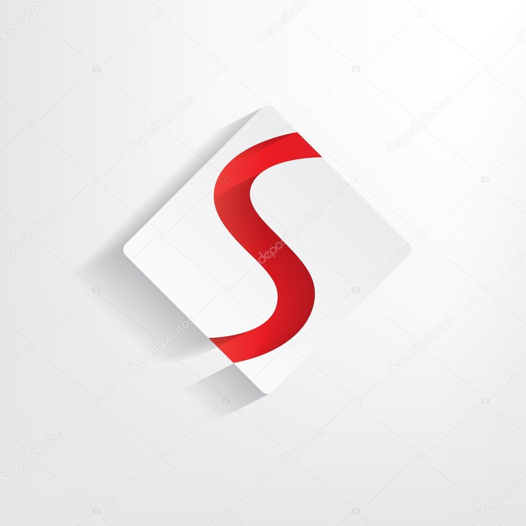 Letter W paper sticker with red S
