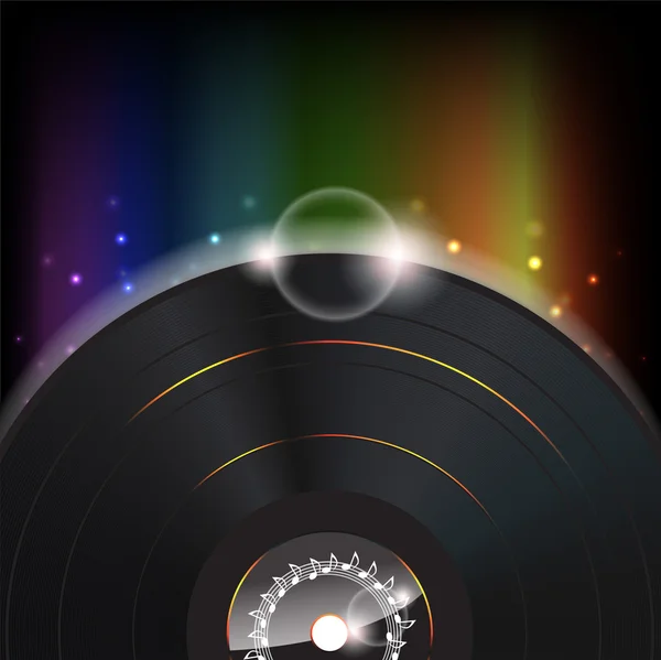 Fond musical avec une plaque de vinyle Glow — Image vectorielle