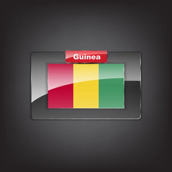 Glas knop van de vlag van Guinee — Stockvector
