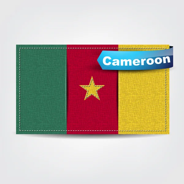 Textura de la tela de la bandera de Camerún — Vector de stock