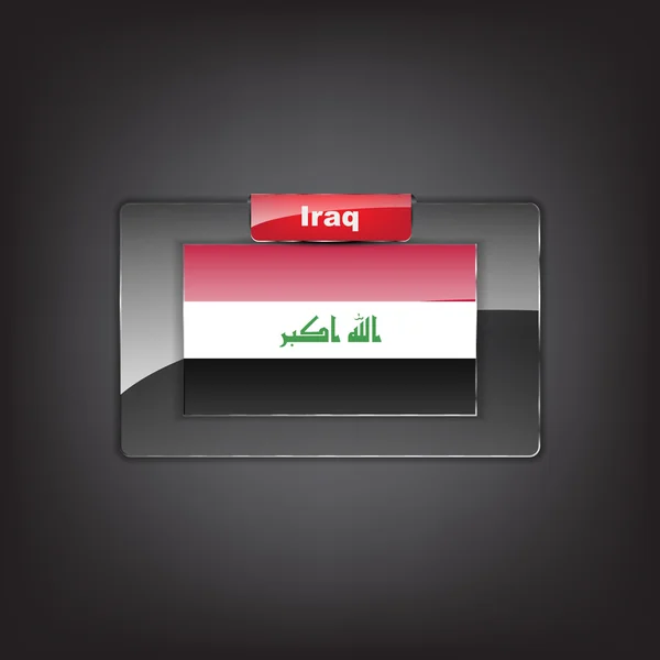 Bouton en verre du drapeau de l'Irak — Image vectorielle