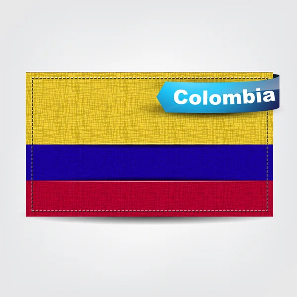 Textura de la tela de la bandera de Colombia — Vector de stock